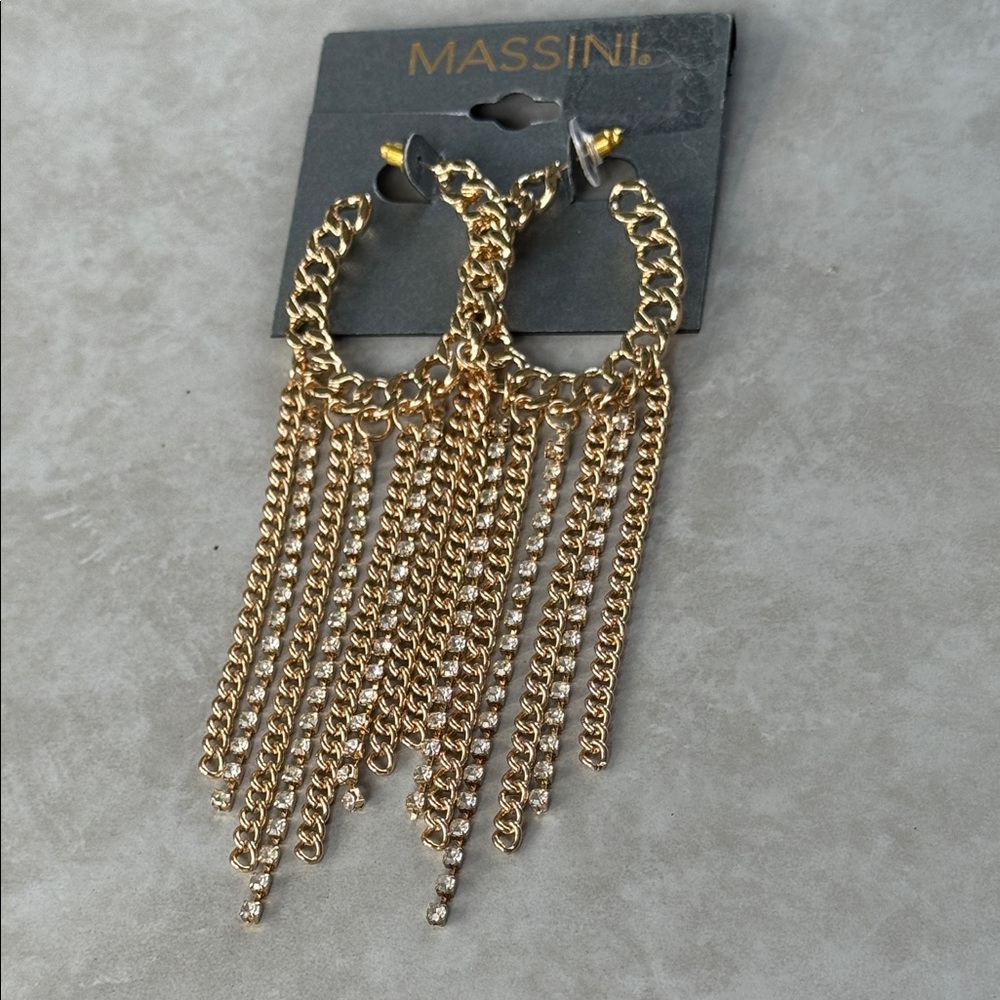 Massini Gold Chain Fringe Earrings